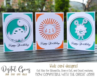 Birthday card designs! svg / dxf / eps files. Digital download. Compatible with Silhouette, Cricut, Cricut Joy, SCAL, and Scan n Cut.