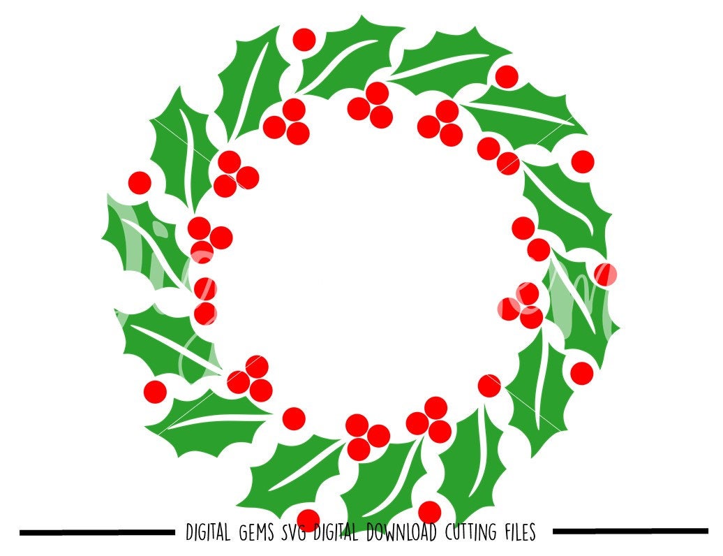 Download Christmas Holly Wreath svg / dxf / eps files. Digital | Etsy