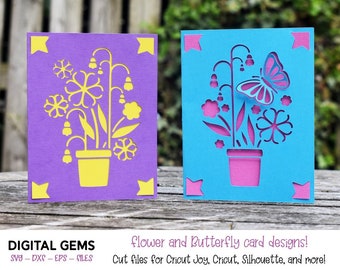 Flower and butterfly insert card designs. Digital download, Works with Cricut Joy / Cricut maker / Cricut Explore and more!