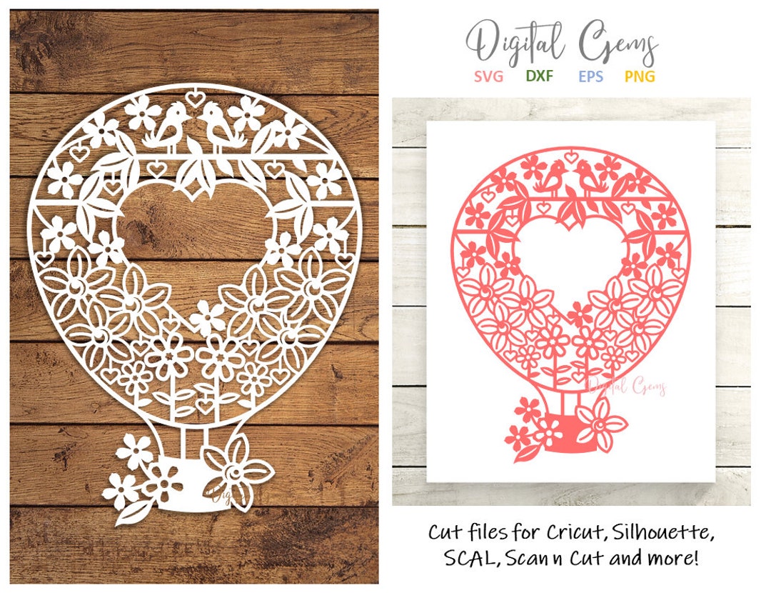 Hot Air Balloon Paper Cut Design Svg / Dxf / Eps / Png Files and Pdf ...