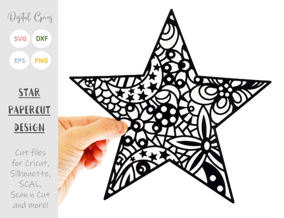 Download Star Paper Cut Svg Dxf Eps Files And Pdf Png Printable Etsy