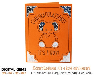 Congratulations it's a boy, Cricut Joy insert card design. Digital download, Cricut Joy / Cricut. svg / dxf / eps files.