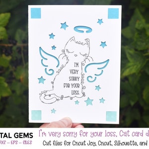 Carte de sympathie pour la perte d'un chat. Conception de carte d'insertion Cricut Joy. Téléchargement numérique, Cricut Joy / Cricut. Fichiers svg/dxf/eps.