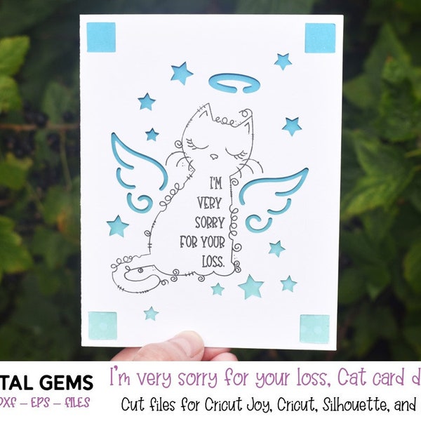 Cat loss sympathy card. Cricut Joy insert card design. Digital download, Cricut Joy / Cricut. svg / dxf / eps files.