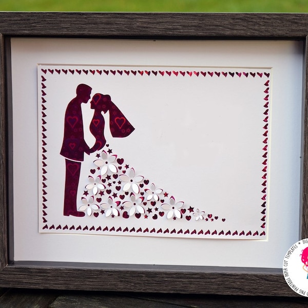 3D Wedding paper cut svg / dxf / eps files and pdf / png printable templates for hand cutting. Digital download. Small commercial use ok. 3D Wedding paper cut svg / dxf / eps files and pdf / png printable templates for hand cutting. Digital download. Small commercial use ok.