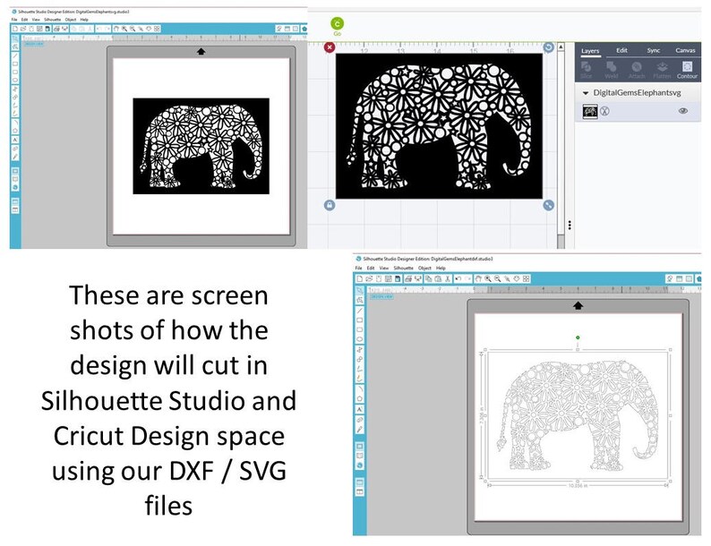 Download Elephant Flower Design Paper Cut Template SVG / DXF ...