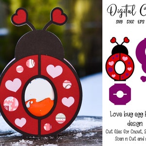 Diseño de porta huevos de mariquita y escarabajo del amor, archivos svg/dxf/eps de Pascua. Descarga digital. Funciona con Silhouette, Cricut, SCAL y Scan n Cut.
