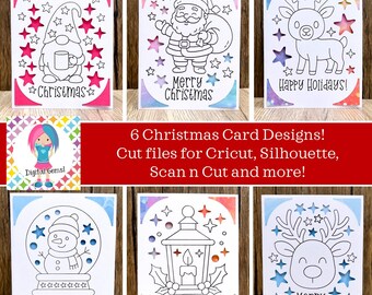 Christmas Insert Card SVG Bundle | 6 Holiday Card Designs | Cricut Joy / Explore / Maker & other Cutting Machines | Digital Download