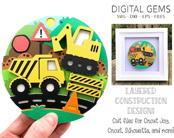 Construction shadow box SVG | Digital download. Works with Cricut Joy / Explore / Maker and more!