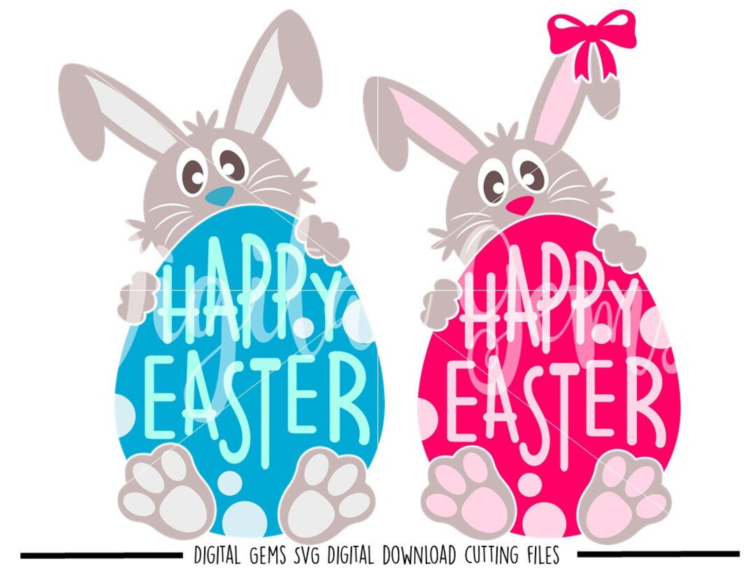 Easter Bunnies Svg / Dxf / Eps / Png Files. Digital Download ...