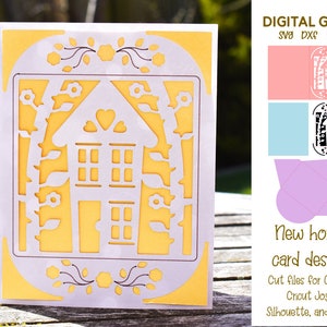 Nouvelle maison, design de carte Cricut Joy. Fichiers svg/dxf/eps. Téléchargement numérique.
