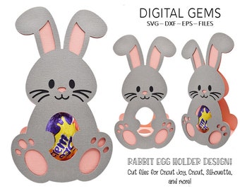 Ägghållare SVG | Kanindesign. Digital nedladdning. Fungerar med Cricut Joy / Explore / Maker och mer!