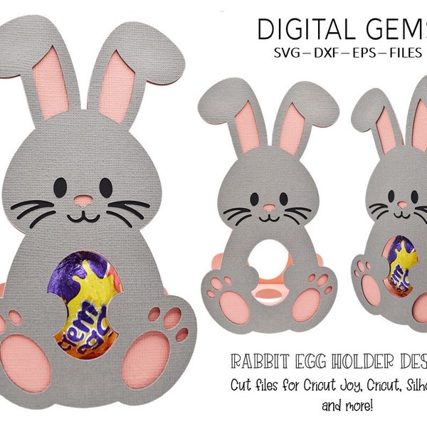 Portahuevos SVG / Diseño de conejo. Descarga digital. ¡Funciona con Cricut Joy / Explore / Maker y más!