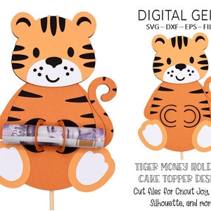 Money card or cake topper SVG | Tiger design. Digital download. Works with Cricut Joy / Explore / Maker and more!