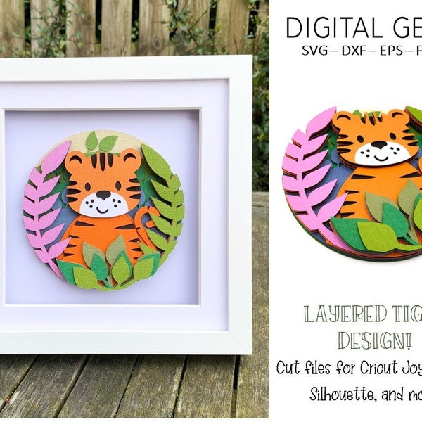 Tiger shadow box SVG | Digital download. Works with Cricut Joy / Explore / Maker and more! Tiger shadow box SVG | Digital download. Works with Cricut Joy / Explore / Maker and more!
