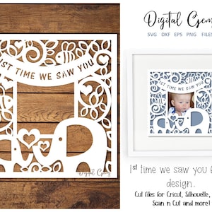 Elephant paper cut design. svg / dxf / eps / png files and pdf / png printable templates for hand cutting. Digital download.