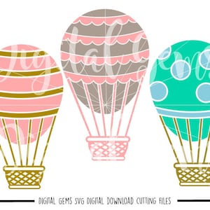 Hot air balloon svg / dxf / eps / png files. Digital download. Compatible with Cricut and Silhouette machines. Small commercial use ok.