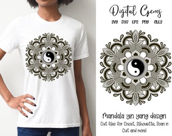 Mandala yin yang svg / dxf / eps / png files. Digital download. Works with Cricut, Silhouette, Scan n Cut, SCAL & more!