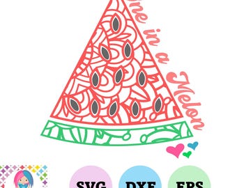 Ein in einer Melone SVG | Digitaler Download | Wassermelone Papierschnitt Stil SVG | Cricut & Silhouette Schnittdatei