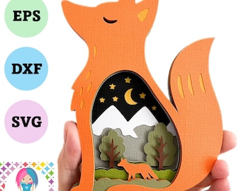 Fox 3D Layered SVG | Paper Shadow Box Design | Cricut & Silhouette Cut Files | Digital Download