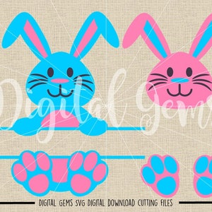 Split Rabbit, Rabbit Face and Feet Easter Svg / Dxf / Eps / Png Files ...