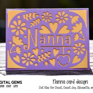 Nanna Cricut Joy card design. svg / dxf / eps files. Digital download.