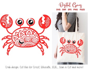 Crab svg / dxf / eps / png files. Digital download. Compatible with Cricut, Silhouette, SCAL, Scan n Cut and Inkscape!