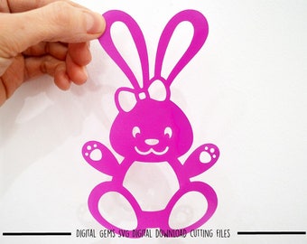 Bunny Rabbit paper cut svg / dxf / eps / files and pdf / png printable templates for hand cutting. Digital download. Commercial use ok.