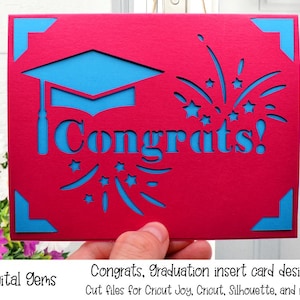 Parabéns, design de cartão de inserção de formatura Cricut Joy. Download digital, Cricut Joy / Cricut. arquivos svg/dxf/eps.