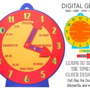 Learn to Tell Time Clock SVG: Cricut & Silhouette (Digital Download)