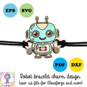 Roboter Armband Charme, Laser SVG. Digitaler Download. Funktioniert mit Glowforge und mehr!