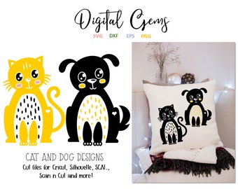 Cat and Dog svg / dxf / eps / png files. Digital download. Compatible with Cricut, Silhouette, SCAL, Scan n Cut, Inkscape and more!
