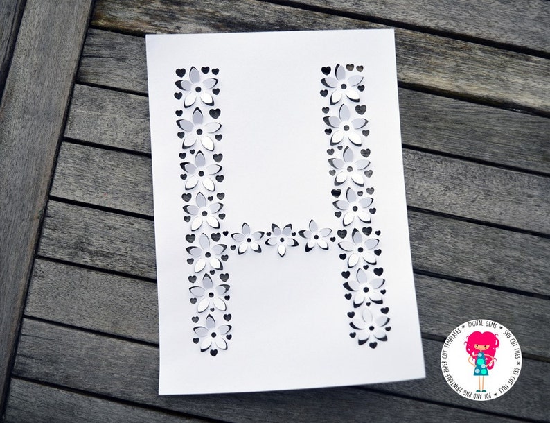 Download Letter H 3D Flower paper cut svg / dxf / eps / files and ...
