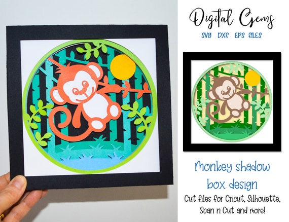 Download 3d Monkey Shadow Box Svg Dxf Eps Png Files Digital Etsy
