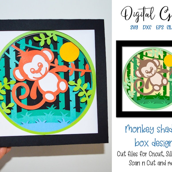 3D Monkey shadow box svg / dxf / eps / png files. Digital download. Compatible with Cricut, Silhouette, Scan n Cut machines and more! 3D Monkey shadow box svg / dxf / eps / png files. Digital download. Compatible with Cricut, Silhouette, Scan n Cut machines and more!