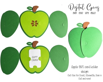 Apple gift card holder design svg / dxf / eps / png files. Digital download. Compatible with Cricut, Silhouette, Scan n Cut etc.