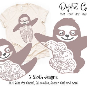 Sloth designs svg / dxf / eps / png files. Digital download. Works with Cricut, Silhouette, Scan n Cut, SCAL & more!