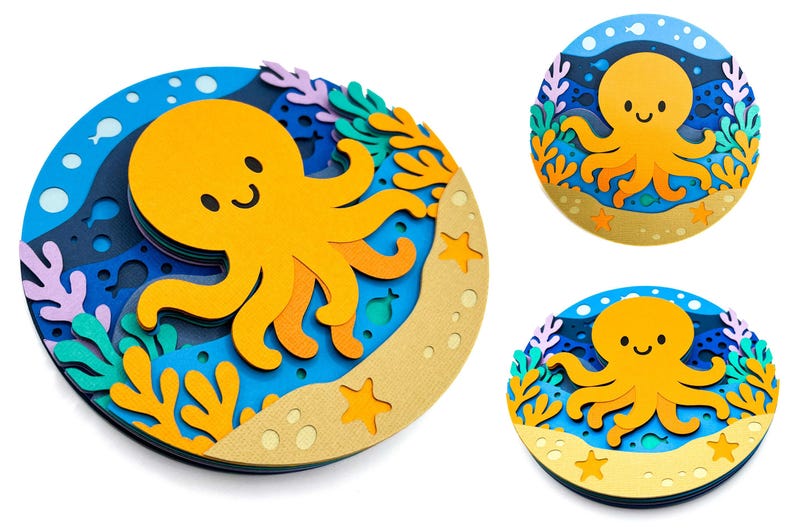 Octopus 3D Layered Paper Shadow Box Design (digital Download) - Etsy