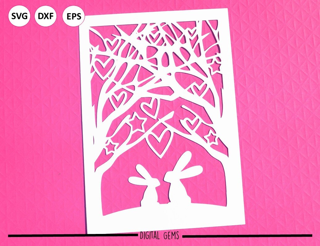 Rabbit Paper Cut Design - SVG, DXF, EPS Files & Pdf / Png