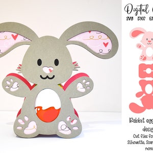 Diseño de porta huevos de conejo, archivos svg/dxf/eps de Pascua. Descarga digital. Compatible con Silhouette, Cricut, SCAL y Scan n Cut.