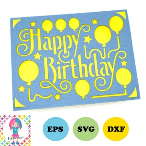 Alles Gute zum Geburtstag Karte Design, Digitaler Download, Cricut Joy / Cricut / Silhouette / Scan n Cut Kartendesign. svg Dateien.