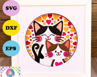 3D Cat Layered Paper Design: Shadowbox SVG Files (Digital Download)
