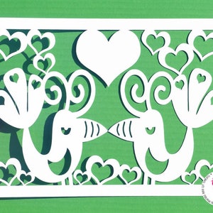 Tortelduifjes papier gesneden sjabloon SVG/DXF-snijbestanden voor Cricut/Silhouette & afdrukbaar pdf-bestand, download, commercieel gebruik ok