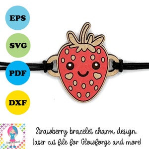 Erdbeer Armband Charme, Laser SVG. Digitaler Download. Funktioniert mit Glowforge und mehr!