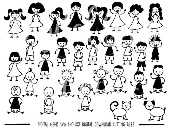 Download Stick family people and pets svg / dxf / eps / png files. | Etsy