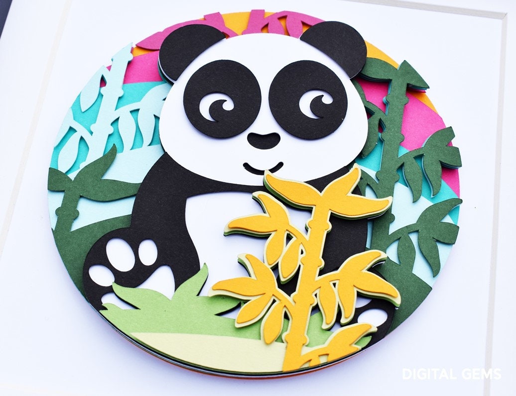 Panda, Layered Paper Design Svg / Dxf / Eps Files. Digital Download ...