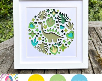 Dinosaur 3D Shadow Box SVG DXF EPS Files (Digital Download)