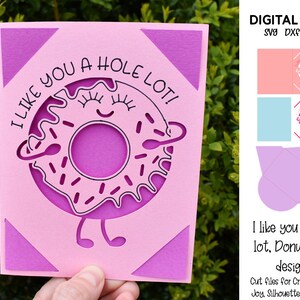 Lubię cię bardzo, Donut, Walentynki, Rocznica, Urodziny, Projekt karty Cricut Joy. Pliki svg / dxf / eps. Pobieranie cyfrowe.