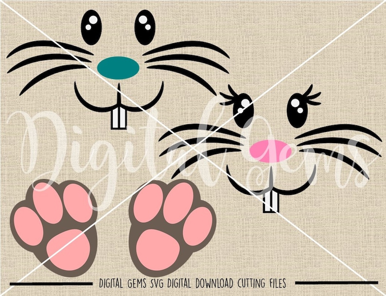 Download Easter Bunny face and feet svg / dxf / eps / png files. | Etsy