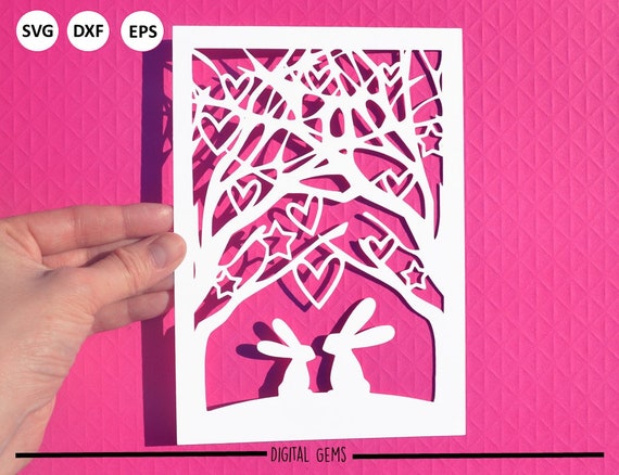 Rabbit Paper Cut Design - SVG, DXF, EPS Files & Pdf / Png